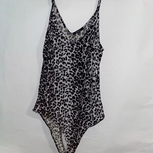 Ambiance Black & White Animal Print Bandeau Bodysuit